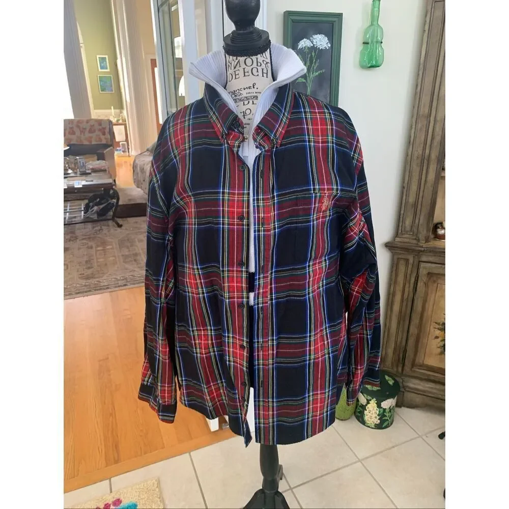 Polo Ralph Lauren Green Red Multicolor Plaid Flannel Shirt